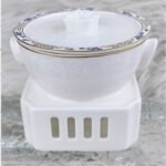 Qingcheng Linglong Double-Handled Lidded Tea Cup with Square Warmer Set