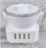 Qingcheng Linglong Double-Handled Lidded Tea Cup with Square Warmer Set