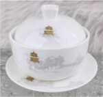 Build Dreams in Penglai Nanhai Porcelain Lidded Tea Cup with Saucer Set