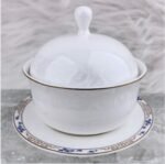 Qingcheng Linglong Round-Top Covered Tea Cup with Saucer Set