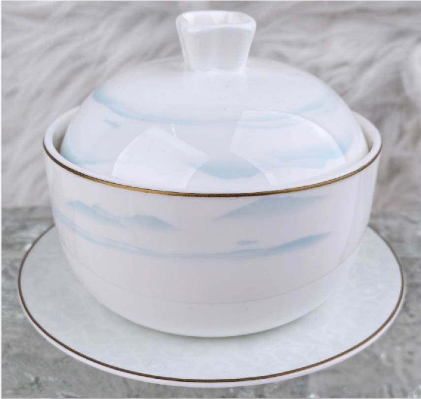 1 Artistic Landscape‑South‑Sea Stew Pot With Saucer - Image 1