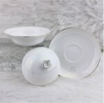 Understated Mountain Opulence Four‑Leaf Lucky Cup with saucer. - Image 2